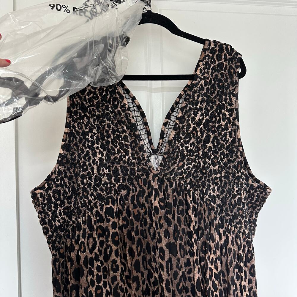ASOS Design Curve 20 US Leopard Print Midaxi V Neck Full Hem Midi Maxi Dress NWT - Picture 6 of 12